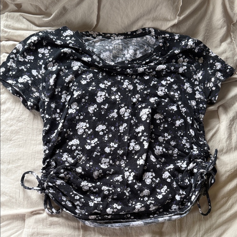 PINK Victoria's Secret Black and White Floral Tee